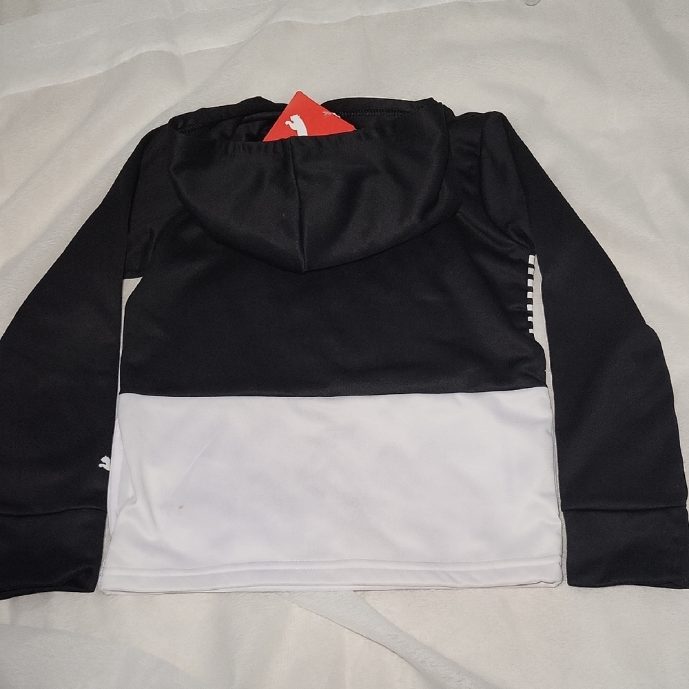 Puma Monochrome Striped Hoodie With Pockets Size Kids 5 - Picture 3 of 8
